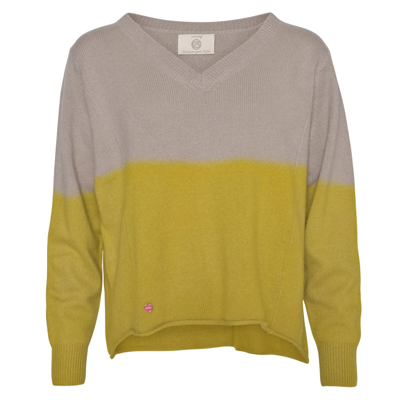 Cute Stuff - Cashmere V-Neck OliveGreen-Grey