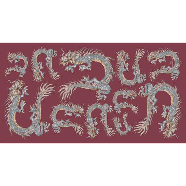 Dragon Handprinted Scarf bordeaux