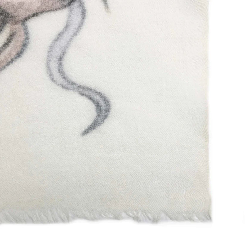 "Dragon" Handprinted Scarf - OFF WHITE