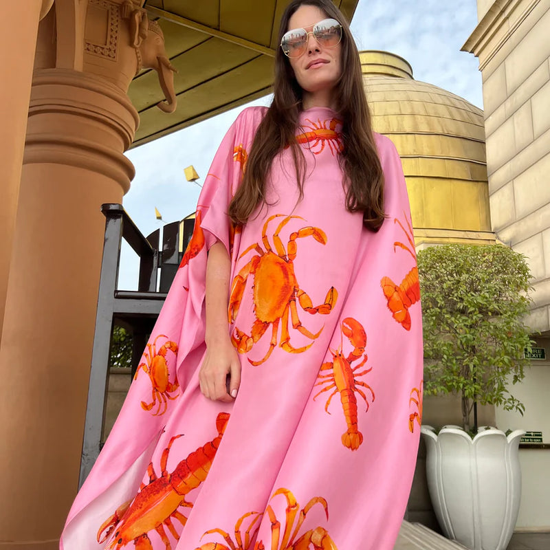 Crab and Lobster Silk Tunic - Pink