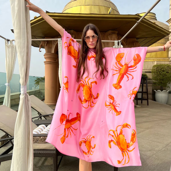 Crab and Lobster Silk Tunic - Pink