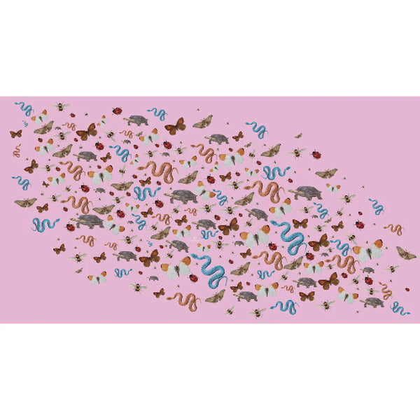 "JUNGLE DANCE" HANDPRINTED SCARF - PINK