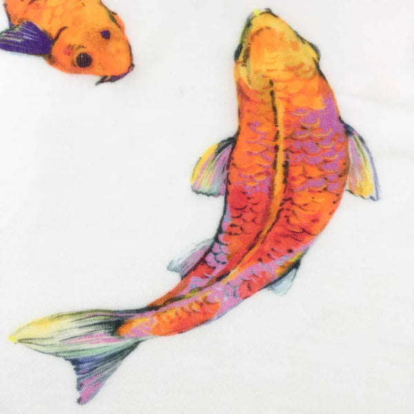 "Koi" Handprinted scarf - off white