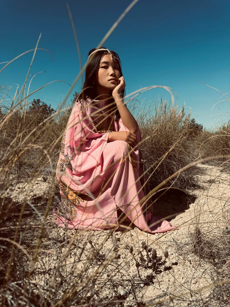 "SUN GLOW" SILK TUNIC PINK