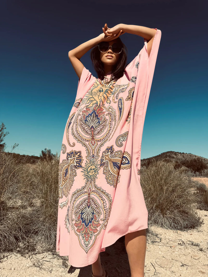 "SUN GLOW" SILK TUNIC PINK