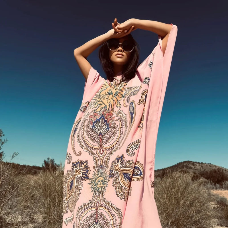 "SUN GLOW" SILK TUNIC PINK