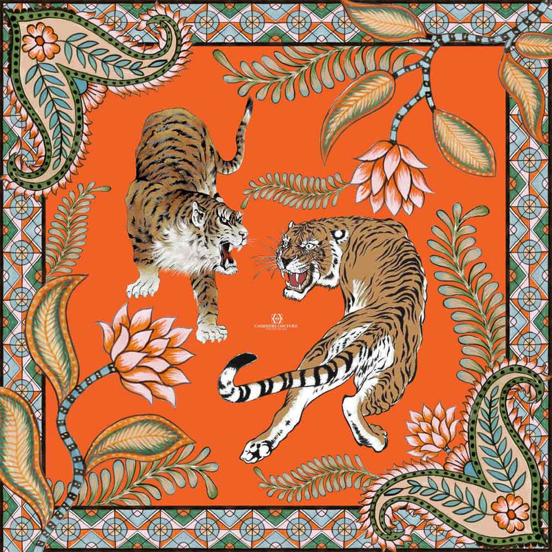 Tiger & Jungle Silk Tunic - Orange