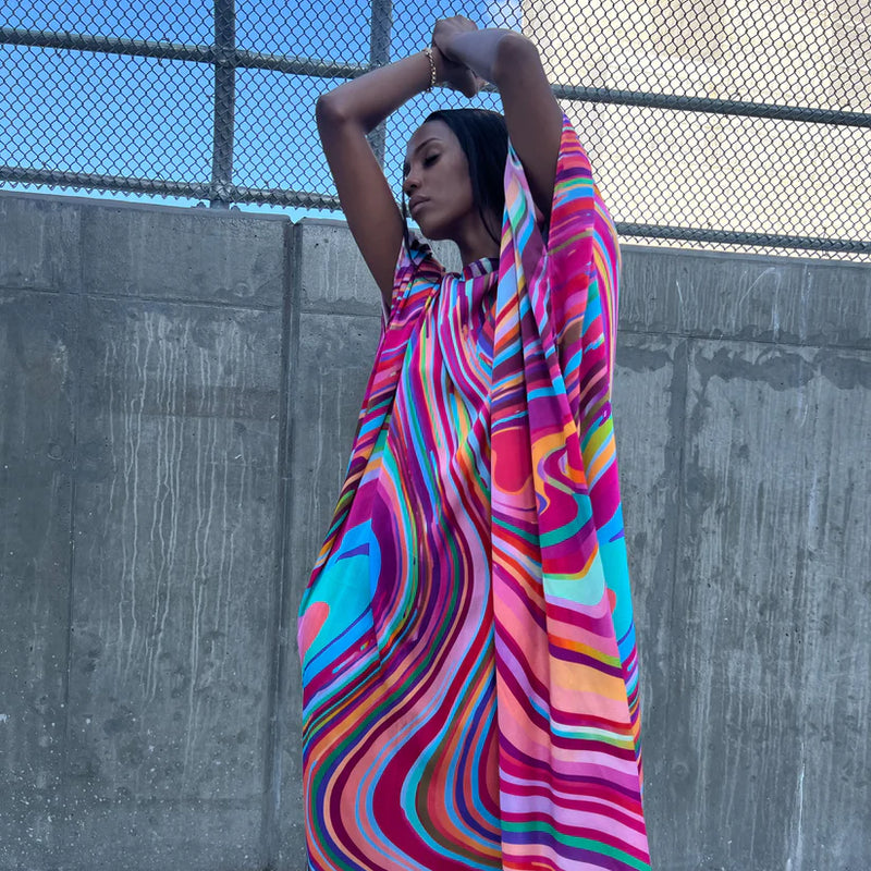 Rainbow Silk Tunic - Pink