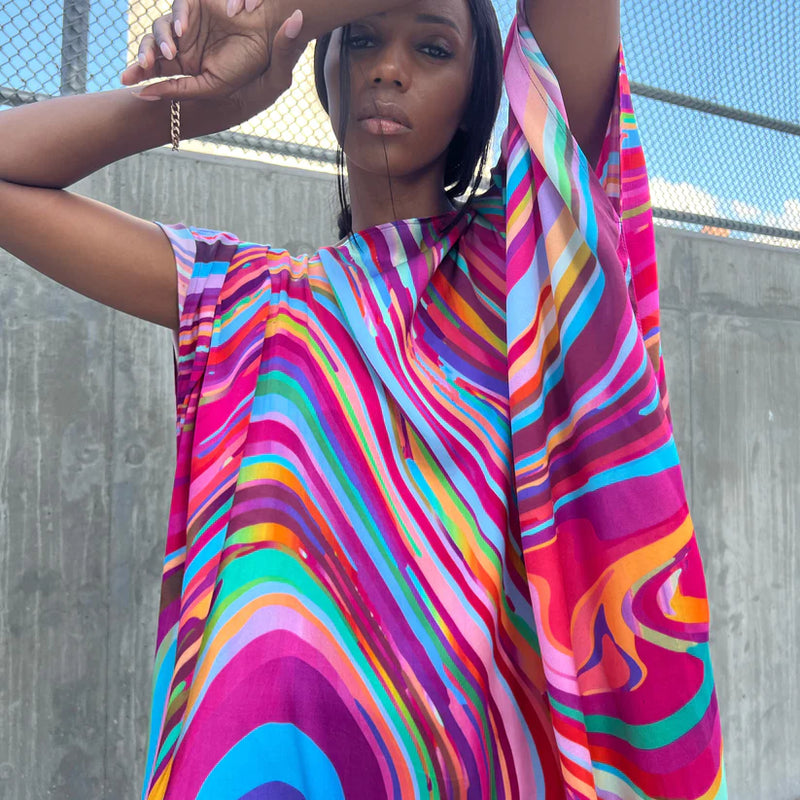 Rainbow Silk Tunic - Pink