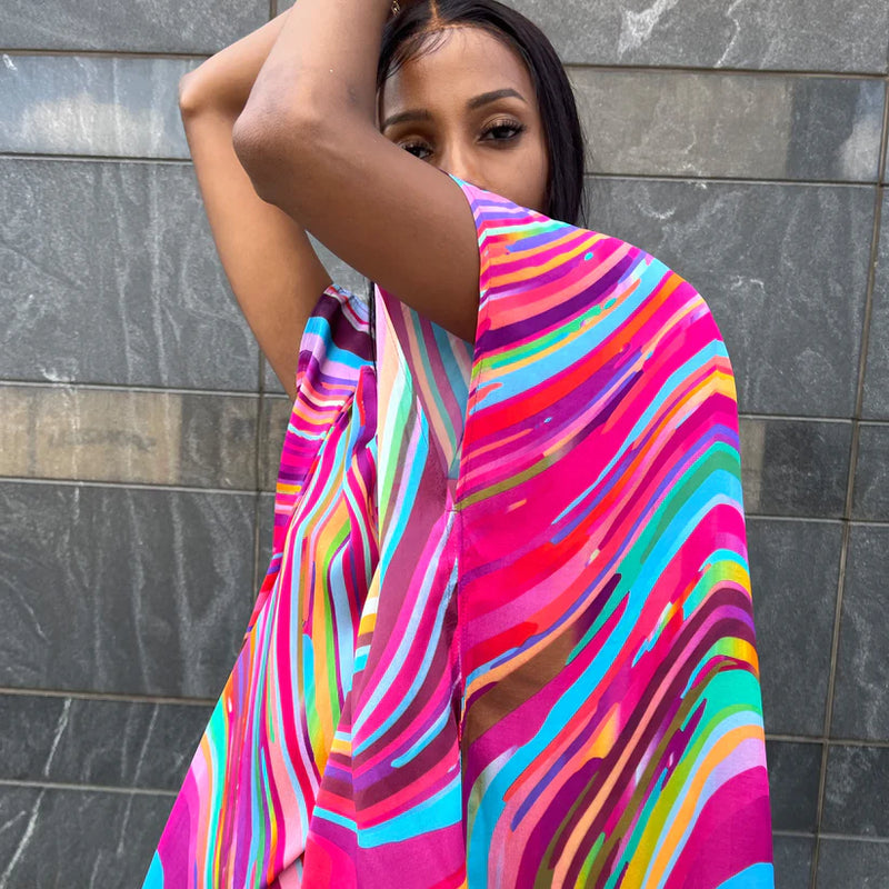 Rainbow Silk Tunic - Pink