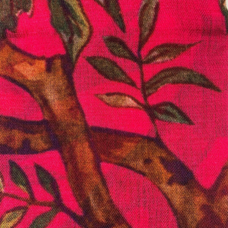 "Blossom" Handprinted scarf - pink
