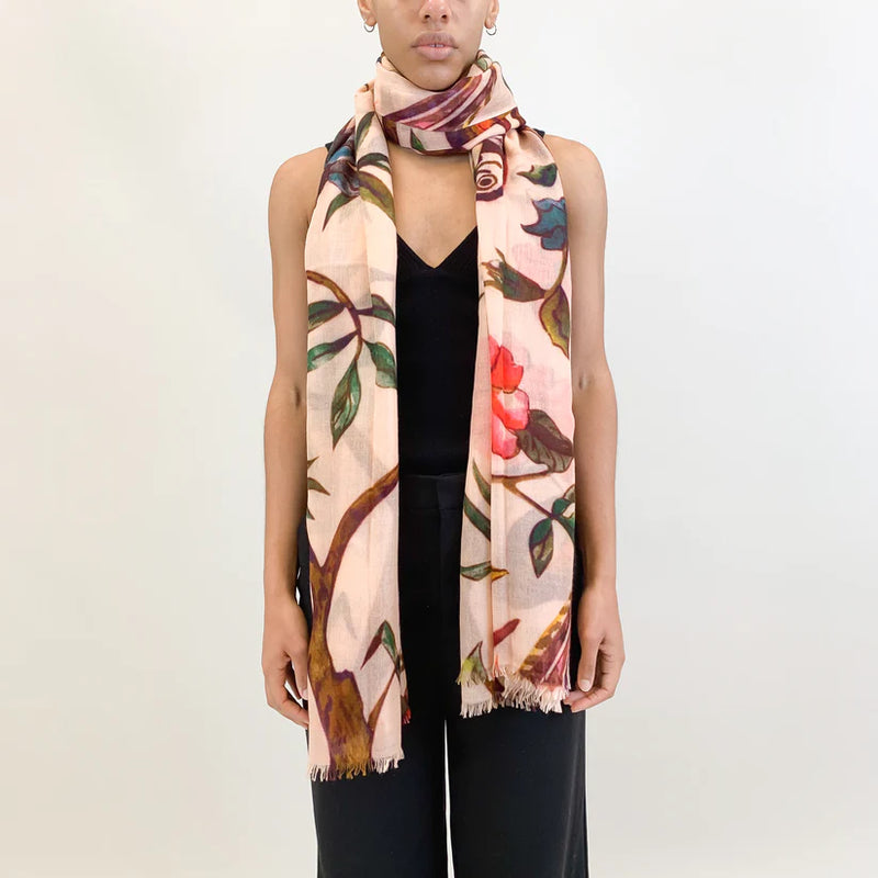 "Blossom" Handprinted scarf - apricot