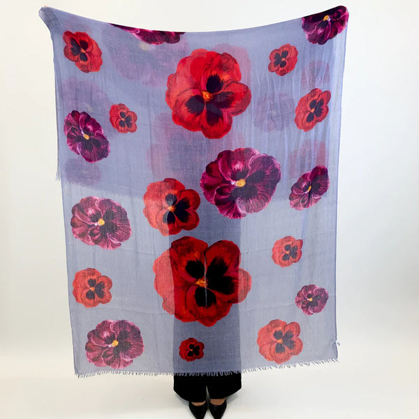 "Pansy" Handprinted scarf - taupe