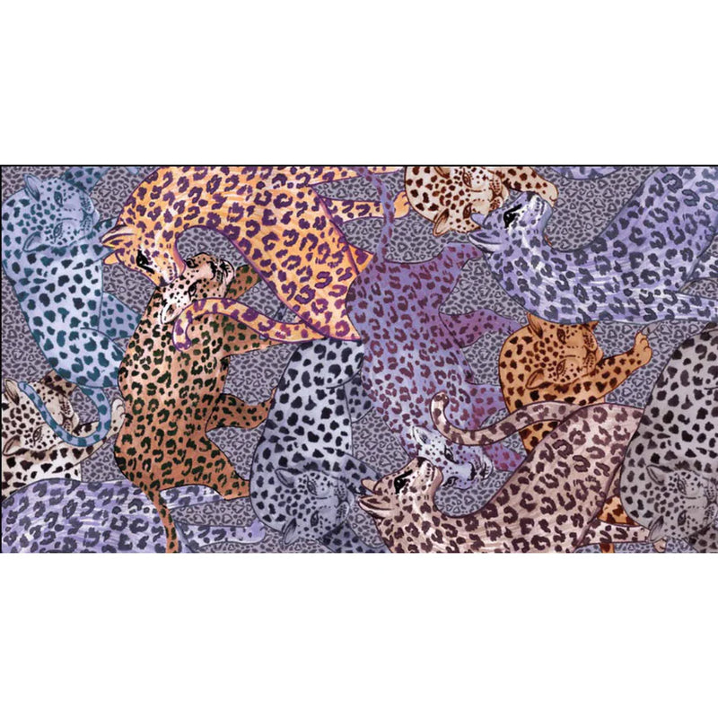 "Leo Jungle" Handprinted scarf - purple