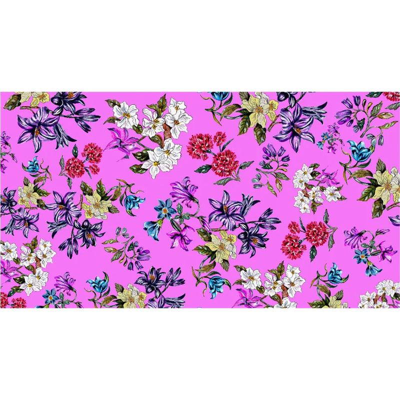 "Floral" Handprinted scarf - pink
