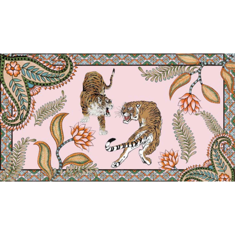 "TIGER & JUNGLE" HANDPRINTED SCARF - ROSÉ