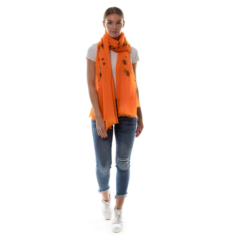 "Hummelflug" Handprinted Scarf - Orange