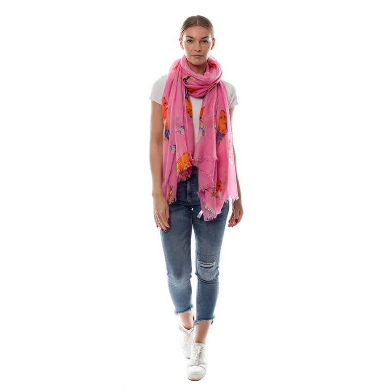 "Koi" Handprinted Scarf - Pink