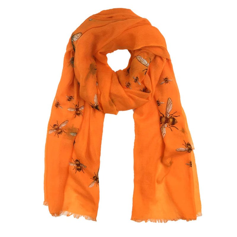 "Hummelflug" Handprinted Scarf - Orange