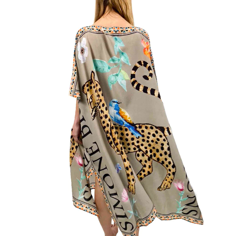 Venice Leopard Silk Tunic - Taupe