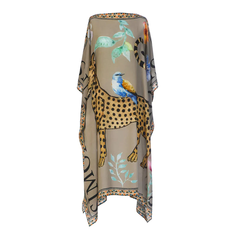 Venice Leopard Silk Tunic - Taupe